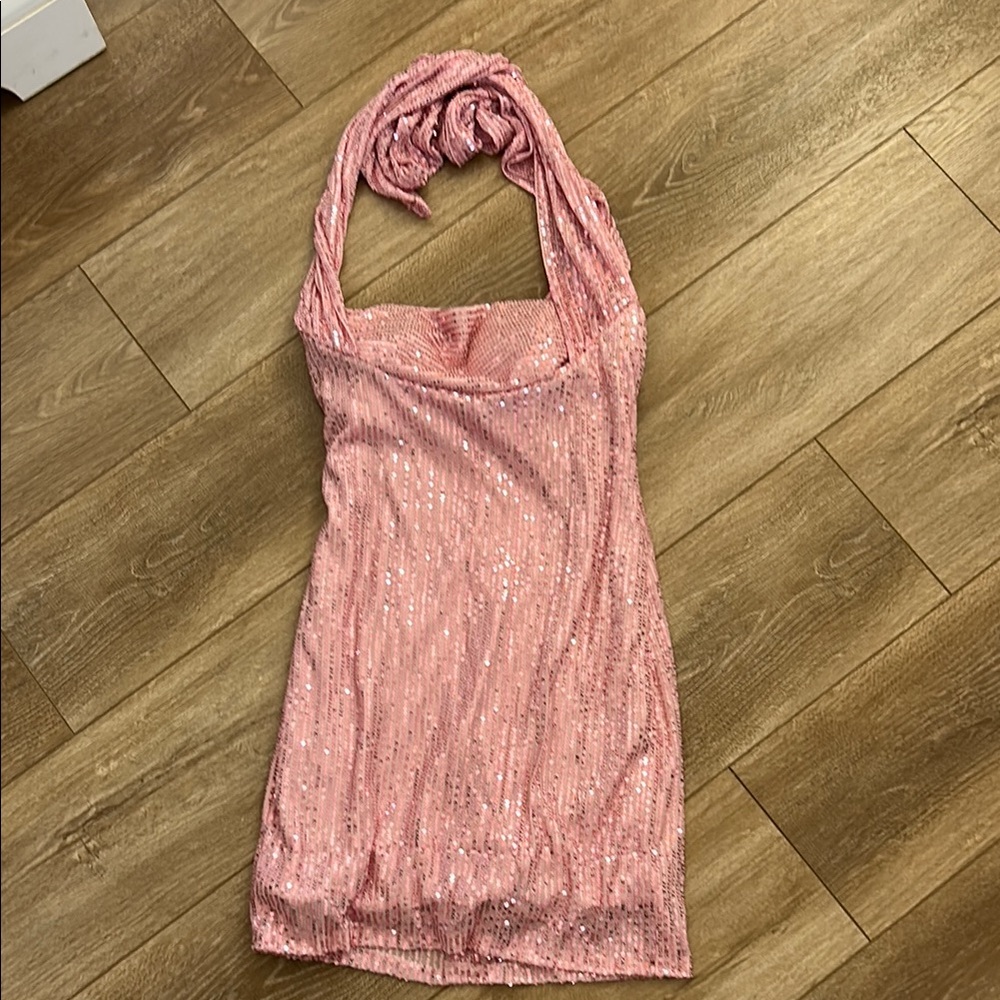 Elegant Pink Sequin Dress